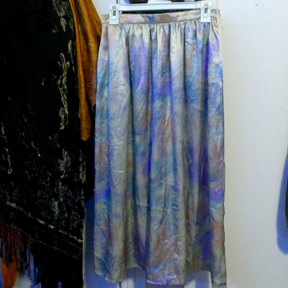 Highrise Vintage blue and purple and silver tie dye skirt